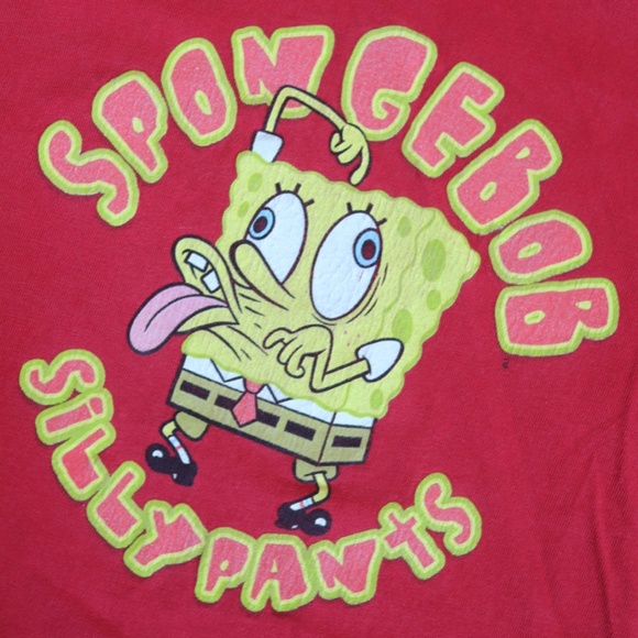 Y2K SPONGEBOB SILLY PANTS Red Tee / 10-12Y - Picture 2 of 7